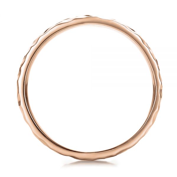 14k Rose Gold 14k Rose Gold Custom Men's Hammered Wave Wedding Band - Front View - 100698
