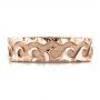 14k Rose Gold 14k Rose Gold Custom Men's Hammered Wave Wedding Band - Top View -  100698 - Thumbnail