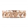 18k Rose Gold 18k Rose Gold Custom Men's Hammered Wave Wedding Band - Top View -  100698 - Thumbnail