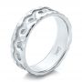 18k White Gold 18k White Gold Custom Men's Hammered Wave Wedding Band - Three-Quarter View -  100698 - Thumbnail