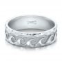 18k White Gold 18k White Gold Custom Men's Hammered Wave Wedding Band - Flat View -  100698 - Thumbnail