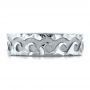  Platinum Custom Men's Hammered Wave Wedding Band - Top View -  100698 - Thumbnail