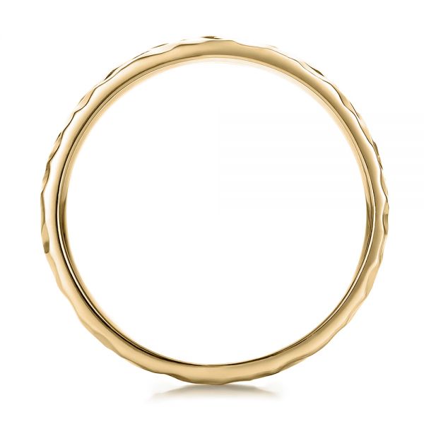 14k Yellow Gold 14k Yellow Gold Custom Men's Hammered Wave Wedding Band - Front View - 100698