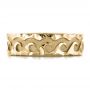 18k Yellow Gold 18k Yellow Gold Custom Men's Hammered Wave Wedding Band - Top View -  100698 - Thumbnail