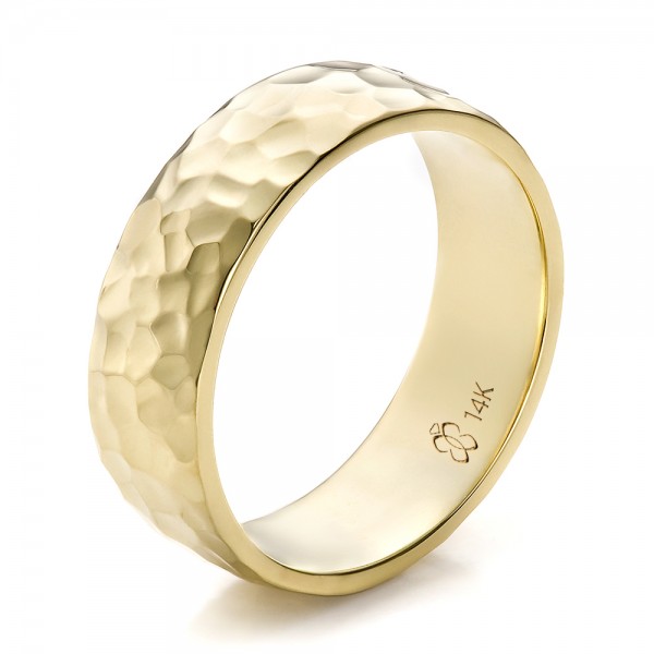 ... Men's Wedding Bands â€º Custom Men's Hammered Yellow Gold Wedding Band