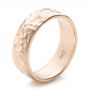 14k Rose Gold 14k Rose Gold Custom Men's Hammered Wedding Band - Three-Quarter View -  100269 - Thumbnail