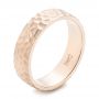 18k Rose Gold 18k Rose Gold Custom Men's Hammered Wedding Band - Three-Quarter View -  102425 - Thumbnail