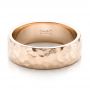 14k Rose Gold 14k Rose Gold Custom Men's Hammered Wedding Band - Flat View -  100269 - Thumbnail