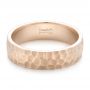 14k Rose Gold 14k Rose Gold Custom Men's Hammered Wedding Band - Flat View -  102425 - Thumbnail
