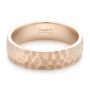 14k Rose Gold 14k Rose Gold Custom Men's Hammered Wedding Band - Flat View -  102425 - Thumbnail