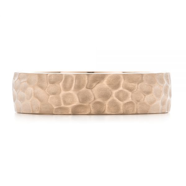 14k Rose Gold 14k Rose Gold Custom Men's Hammered Wedding Band - Top View - 102425