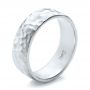 18k White Gold 18k White Gold Custom Men's Hammered Wedding Band - Three-Quarter View -  100269 - Thumbnail