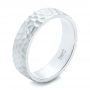 14k White Gold 14k White Gold Custom Men's Hammered Wedding Band - Three-Quarter View -  102425 - Thumbnail