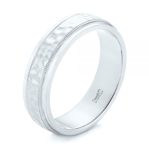  Platinum Platinum Custom Men's Hammered Wedding Band - Three-Quarter View -  102760