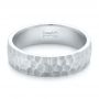 14k White Gold 14k White Gold Custom Men's Hammered Wedding Band - Flat View -  102425 - Thumbnail