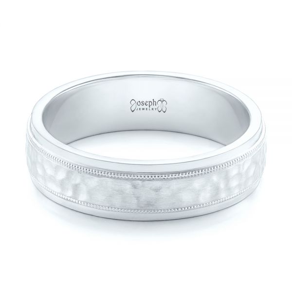  Platinum Platinum Custom Men's Hammered Wedding Band - Flat View -  102760