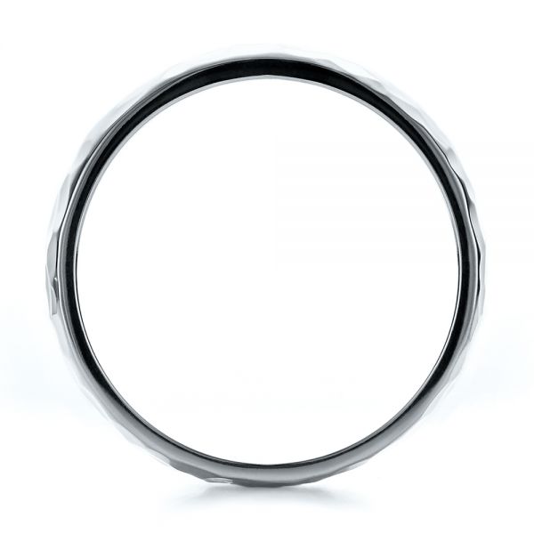 18k White Gold 18k White Gold Custom Men's Hammered Wedding Band - Front View - 100269