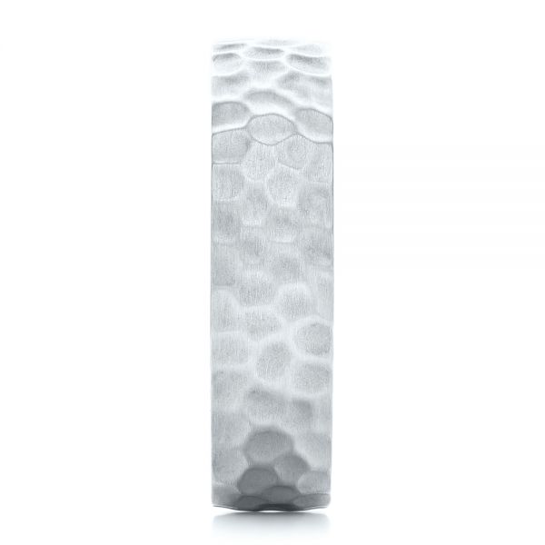14k White Gold 14k White Gold Custom Men's Hammered Wedding Band - Side View - 102425