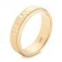14k Yellow Gold Custom Men's Hammered Wedding Band - Three-Quarter View -  102760 - Thumbnail