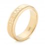 14k Yellow Gold Custom Men's Hammered Wedding Band - Three-Quarter View -  102760 - Thumbnail