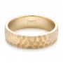 14k Yellow Gold Custom Men's Hammered Wedding Band - Flat View -  102425 - Thumbnail
