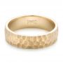 18k Yellow Gold 18k Yellow Gold Custom Men's Hammered Wedding Band - Flat View -  102425 - Thumbnail