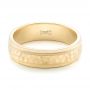 14k Yellow Gold Custom Men's Hammered Wedding Band - Flat View -  102760 - Thumbnail