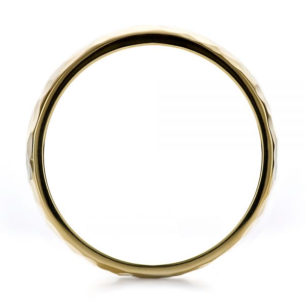 14k Yellow Gold Custom Men's Hammered Wedding Band - Front View -  100269