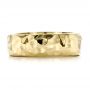 14k Yellow Gold Custom Men's Hammered Wedding Band - Top View -  100269 - Thumbnail