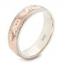 18k White Gold And 18k Rose Gold 18k White Gold And 18k Rose Gold Custom Men's Hand Engraved Wedding Band - Three-Quarter View -  102431 - Thumbnail