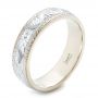 18k White Gold And Platinum 18k White Gold And Platinum Custom Men's Hand Engraved Wedding Band - Three-Quarter View -  102431 - Thumbnail