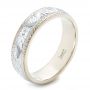 18k White Gold And 18k White Gold 18k White Gold And 18k White Gold Custom Men's Hand Engraved Wedding Band - Three-Quarter View -  102431 - Thumbnail