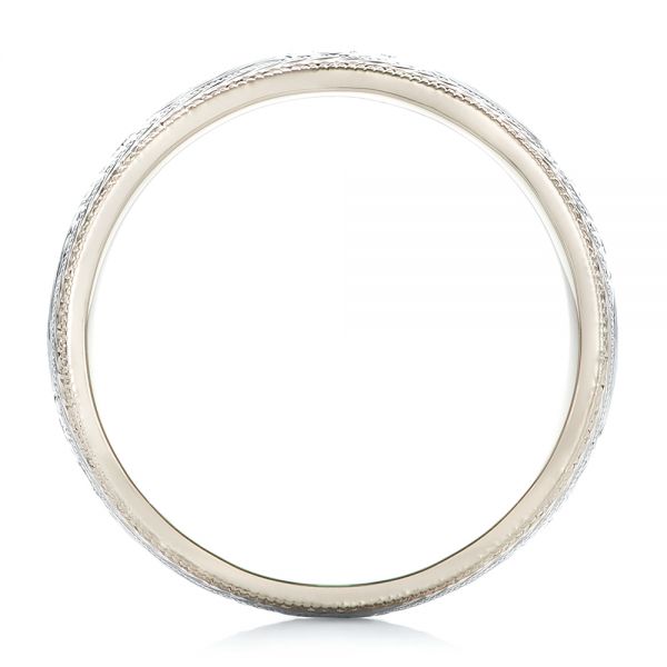 14k White Gold And 14k White Gold 14k White Gold And 14k White Gold Custom Men's Hand Engraved Wedding Band - Front View - 102431