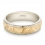 14k White Gold And 18k Yellow Gold 14k White Gold And 18k Yellow Gold Custom Men's Hand Engraved Wedding Band - Flat View -  102431 - Thumbnail