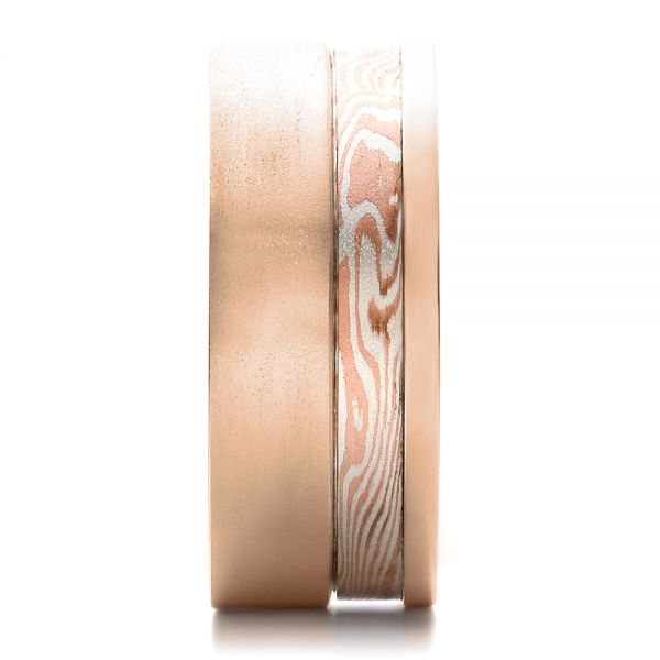 14k Rose Gold And 18K Gold 14k Rose Gold And 18K Gold Custom Men's Mokume Band - Side View -  100012