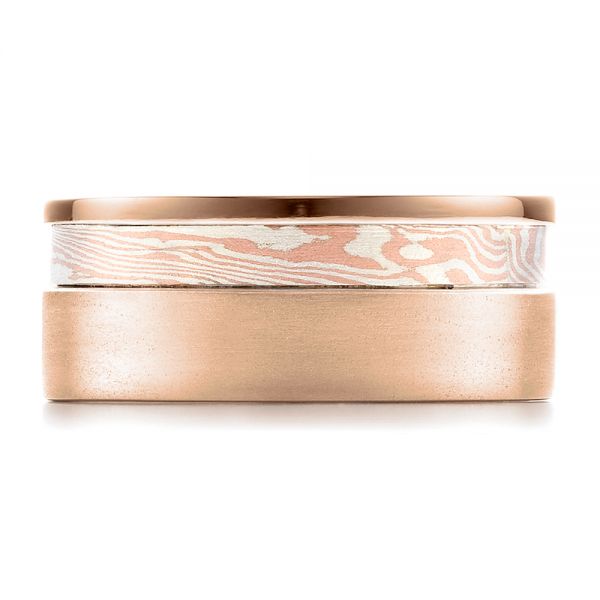 18k Rose Gold And 18K Gold 18k Rose Gold And 18K Gold Custom Men's Mokume Band - Top View -  100012