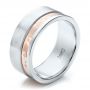 14k White Gold And Platinum 14k White Gold And Platinum Custom Men's Mokume Band - Three-Quarter View -  100012 - Thumbnail