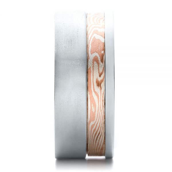 14k White Gold And 14K Gold 14k White Gold And 14K Gold Custom Men's Mokume Band - Side View -  100012