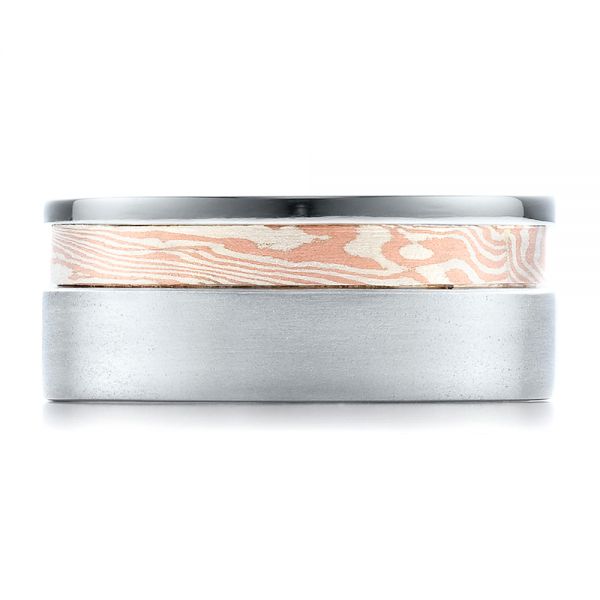 18k White Gold And 18K Gold 18k White Gold And 18K Gold Custom Men's Mokume Band - Top View -  100012