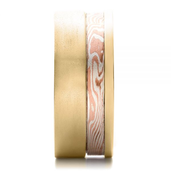 14k Yellow Gold And Platinum 14k Yellow Gold And Platinum Custom Men's Mokume Band - Side View - 100012