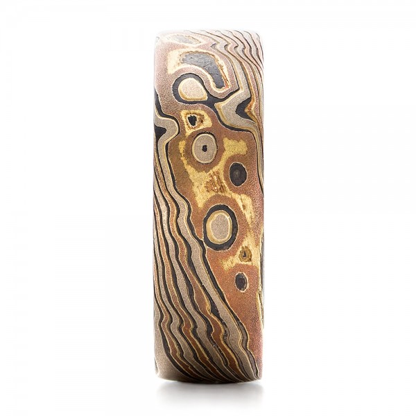 Custom Men's Mokume Wedding Band - Side View -  101215