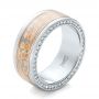  Platinum And 14K Gold Custom Men's Mokume And Diamond Wedding Band - Three-Quarter View -  102157 - Thumbnail