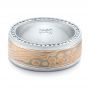  Platinum And 14K Gold Custom Men's Mokume And Diamond Wedding Band - Flat View -  102157 - Thumbnail