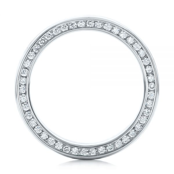 Platinum And 14K Gold Custom Men's Mokume And Diamond Wedding Band - Front View - 102157