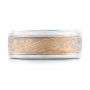  Platinum And 14K Gold Custom Men's Mokume And Diamond Wedding Band - Top View -  102157 - Thumbnail