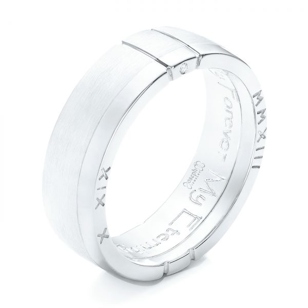  Platinum And 18k White Gold Platinum And 18k White Gold Custom Men's Diamond Band - Three-Quarter View -  102002