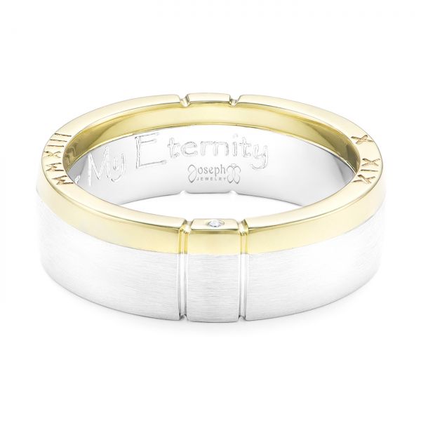  Platinum And 18k Yellow Gold Platinum And 18k Yellow Gold Custom Men's Diamond Band - Flat View -  102002