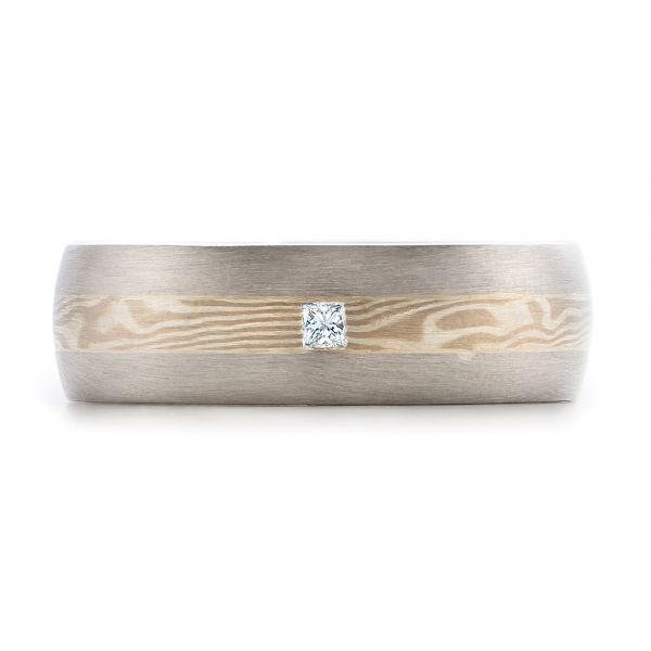  Platinum And 14K Gold Platinum And 14K Gold Custom Men's Mokume Wedding Band - Top View -  101259