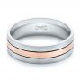  14K Gold And 14k Rose Gold 14K Gold And 14k Rose Gold Custom Men's Brushed Band - Flat View -  101912 - Thumbnail