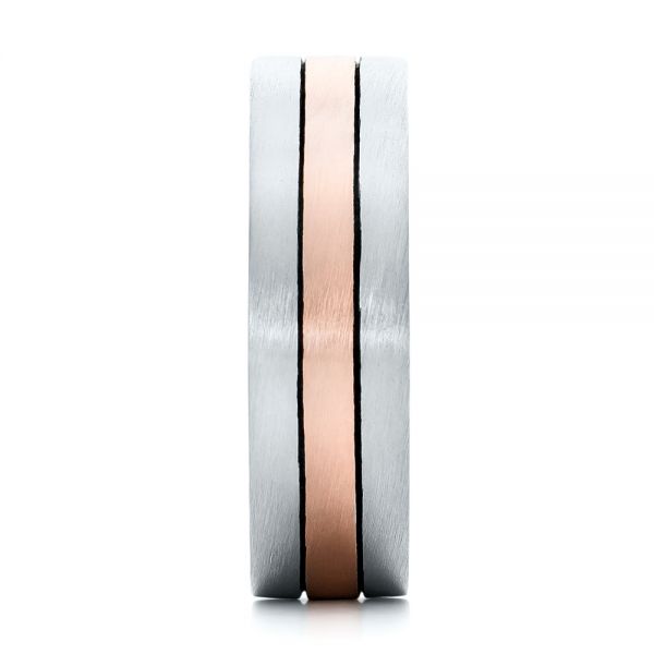  18K Gold And 14k Rose Gold 18K Gold And 14k Rose Gold Custom Men's Brushed Band - Side View -  101912